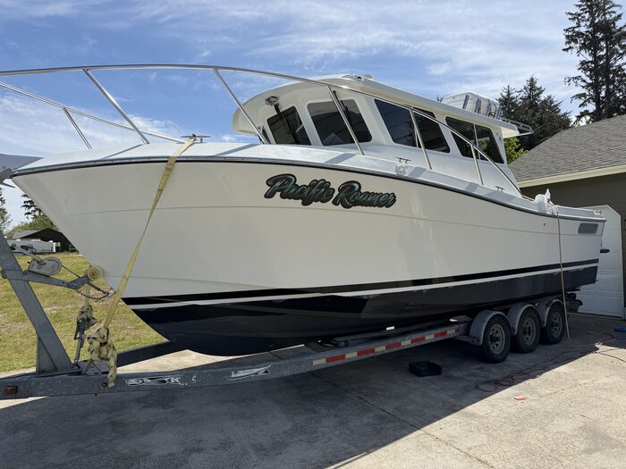 Pacific Roamer with its new name and livery, on the trailer